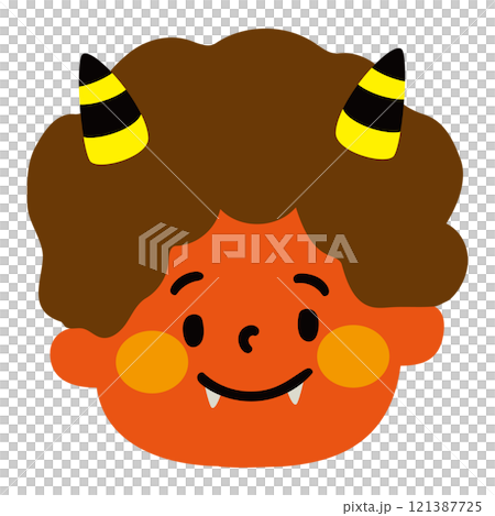 かわいい笑顔の赤鬼のベクターイラスト かわいい笑顔の赤鬼のベクターイラスト 121387725