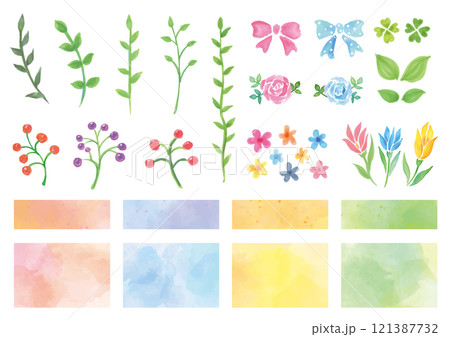 ナチュラルな植物やテクスチャのセット 121387732