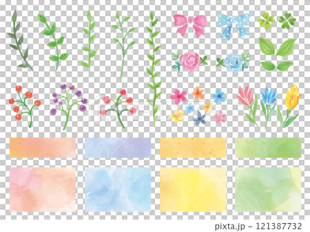 ナチュラルな植物やテクスチャのセット 121387732