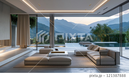 高級別荘のリビングルーム 121387888