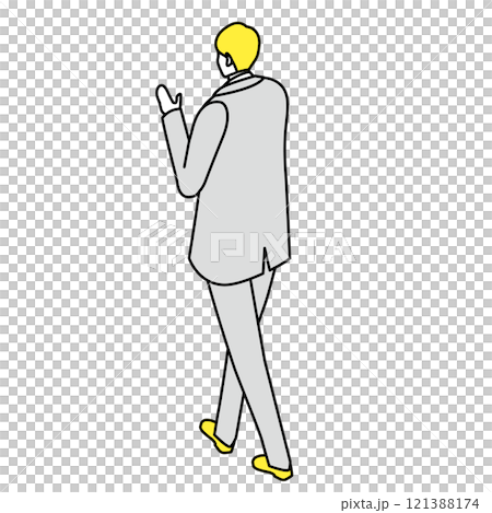 Isometric_穿著西裝走路的男人的後視圖插圖 121388174