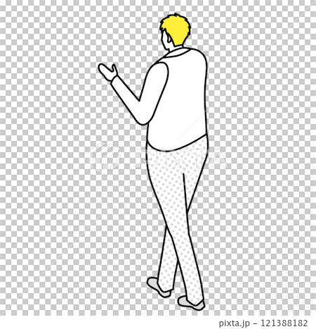 Isometric_Back view of a man walking in office casual wear Isometric_Back view of a man walking in office casual wear 121388182