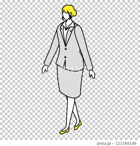 アイソメトリック_スーツ姿で歩いている女性のイラスト 121388186