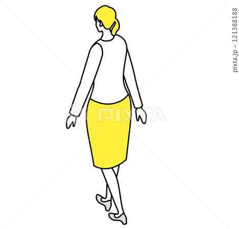 アイソメトリック_オフィスカジュアルな服装で歩いている女性のイラスト アイソメトリック_オフィスカジュアルな服装で歩いている女性のイラスト 121388188