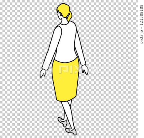 アイソメトリック_オフィスカジュアルな服装で歩いている女性のイラスト アイソメトリック_オフィスカジュアルな服装で歩いている女性のイラスト 121388188