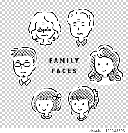 Three generations of six family members, soft touch 121388208