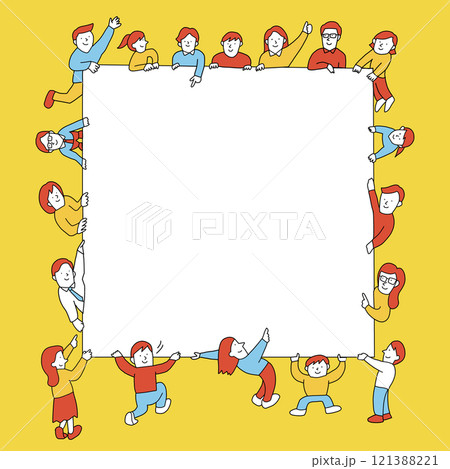 大きな紙を広げる人々のイラスト 多様性・いろんな人・社会 大きな紙を広げる人々のイラスト 多様性・いろんな人・社会 121388221