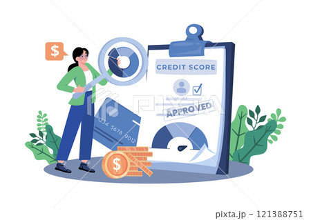 Credit analyst evaluating creditworthiness of individuals and businesses. 121388751