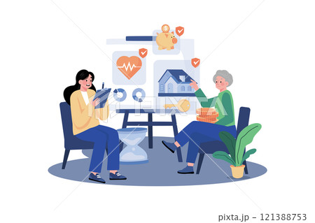 Wealth management advisor helping clients to manage their assets and plan for retirement. Wealth management advisor helping clients to manage their assets and plan for retirement. 121388753