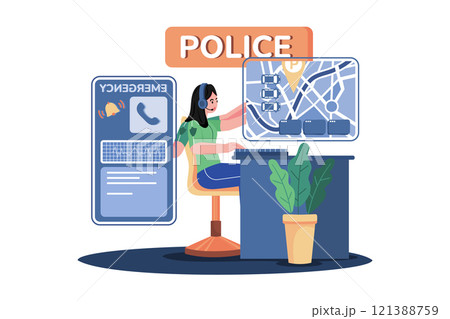Police officers coordinate traffic 121388759
