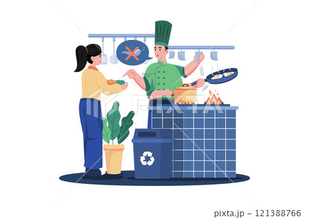 The chef prepares the food The chef prepares the food 121388766