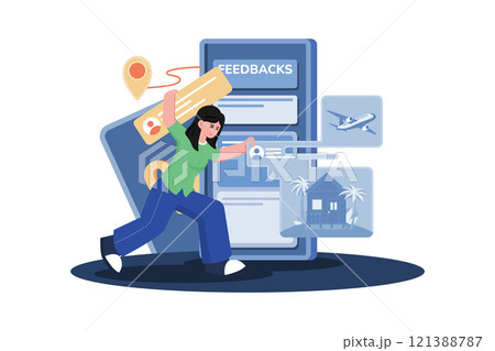 Website developer gathering feedback to improve website design and functionality. Website developer gathering feedback to improve website design and functionality. 121388787
