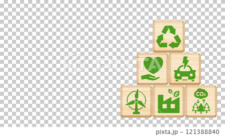 使用永續圖像積木/積木的背景插圖 16:9 木紋 白色背景 無文字 121388840