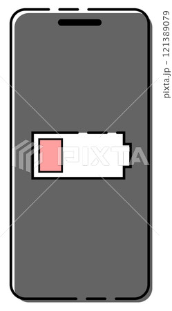 スマホ画面のイメージ 充電切れ おしゃれ破線 グレー 121389079