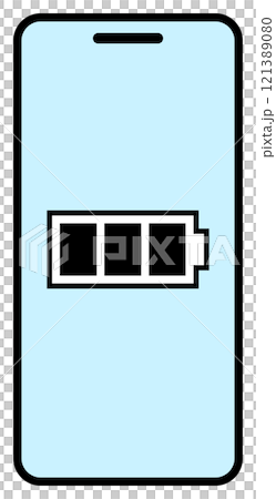 智慧型手機螢幕影像完全充電最大粗線淺藍色 121389080