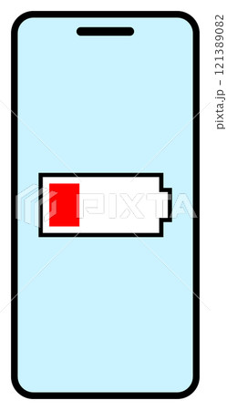 スマホ画面のイメージ 充電切れ 太線 水色 121389082