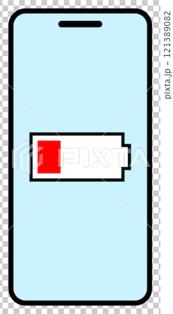 スマホ画面のイメージ 充電切れ 太線 水色 121389082