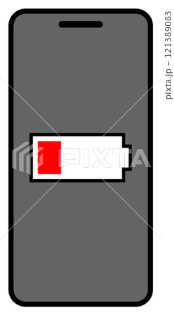 スマホ画面のイメージ 充電切れ 太線 グレー 121389083