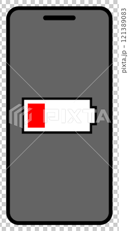 スマホ画面のイメージ 充電切れ 太線 グレー 121389083