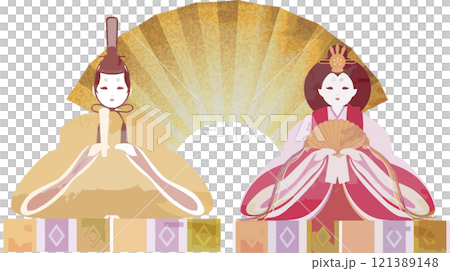 娃娃節娃娃桃花節春天水彩手繪裝飾插畫素材 121389148