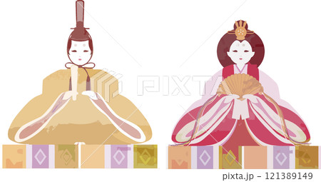 雛祭り ひなまつり 人形 桃の節句 春 水彩 手描き 飾り イラスト素材 雛祭り ひなまつり 人形 桃の節句 春 水彩 手描き 飾り イラスト素材 121389149