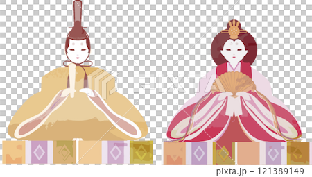 雛祭り ひなまつり 人形 桃の節句 春 水彩 手描き 飾り イラスト素材 雛祭り ひなまつり 人形 桃の節句 春 水彩 手描き 飾り イラスト素材 121389149