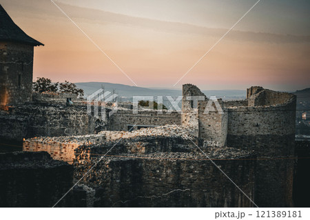 sunset in the city, The Medieval Seat Fortress of Suceava sunset in the city, The Medieval Seat Fortress of Suceava 121389181