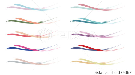 水彩風カラフルなラインのイラストセット 121389368