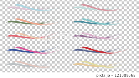 水彩風カラフルなラインのイラストセット 121389368