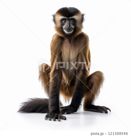 Gibbon Isolated on White Background Generative AI illustration 121389548