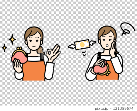 Set of women holding wallets 121389674