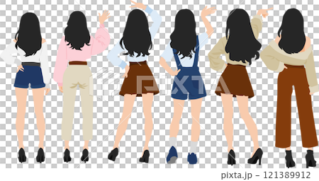婦女從後面的插圖集 121389912