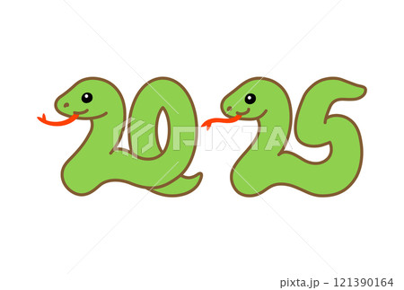 西暦2025年の巳年の蛇のカラーイラスト 121390164