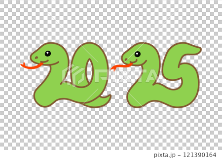 西暦2025年の巳年の蛇のカラーイラスト 121390164
