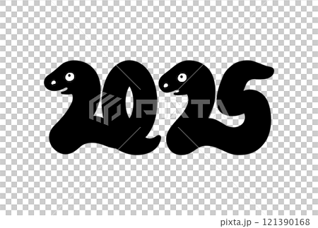 西元2025年蛇年蛇的單色插圖 121390168