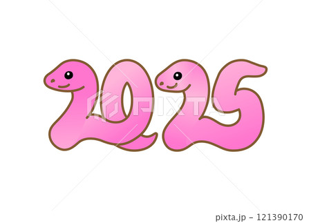 西暦2025年の巳年の蛇のカラーイラスト 121390170