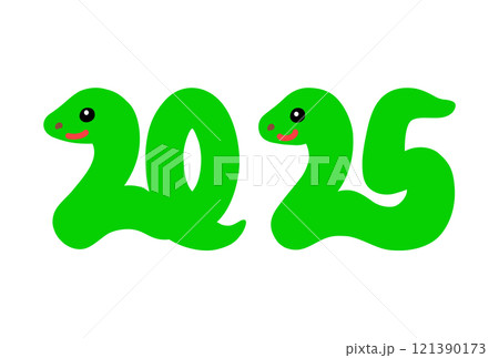西暦2025年の巳年の蛇のカラーイラスト 西暦2025年の巳年の蛇のカラーイラスト 121390173