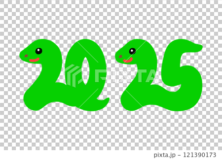 西暦2025年の巳年の蛇のカラーイラスト 西暦2025年の巳年の蛇のカラーイラスト 121390173