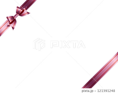 リボン結び、斜め、線、3ピンク 121391248