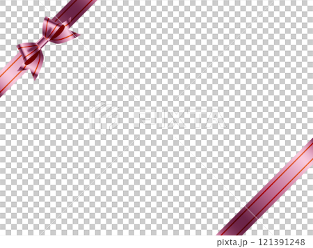 リボン結び、斜め、線、3ピンク 121391248