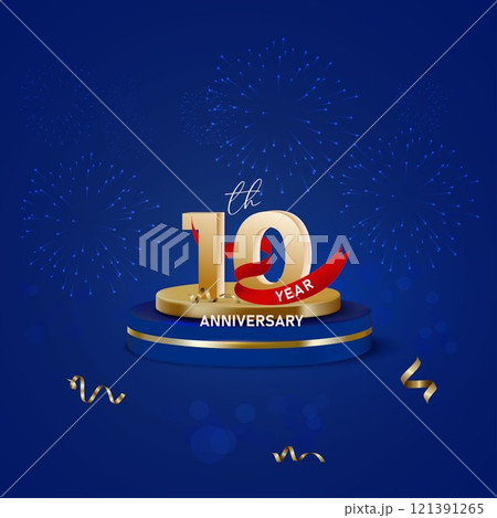 Elegant 10th anniversary design gold 121391265