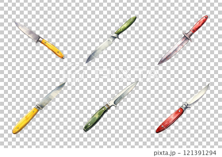 Knife Watercolor Collection Bundle Set Isolated on a Transparent Background 121391294