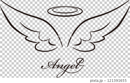 簡單的天使翅膀和戒指天使戒指單色 121391655