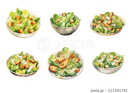 Caesar Salad Collection Bundle Set Isolated on a Transparent Background 121391791