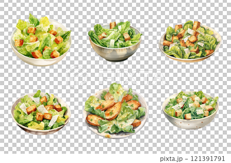 Caesar Salad Collection Bundle Set Isolated on a Transparent Background 121391791