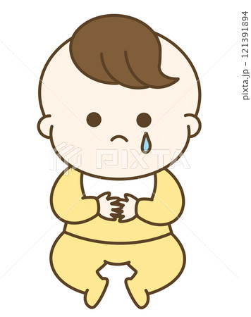 ホロリと泣く赤ちゃんのゆるかわイラスト 121391894
