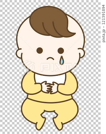 ホロリと泣く赤ちゃんのゆるかわイラスト 121391894