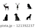 Animals Silhouette Watercolor Collection Bundle Set Isolated on a Transparent Background 121392237