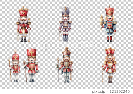 Nutcracker Watercolor Collection Bundle Set Isolated on a Transparent Background 121392240
