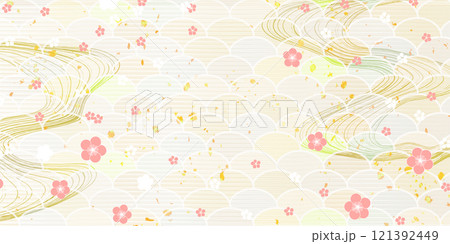 和柄　梅　模様　背景	 121392449